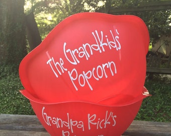 Personalized POPCORN Bowl, Serving Bowl, Fathers Day Gift, Hostess Gift, Summer, Birthday Gift, Easter Gift