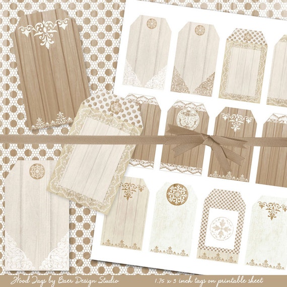 wood printable tags party favor tags gift tags wedding