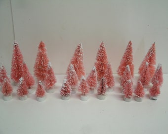 24 Sisal / Bottle brush Trees FROSTED PINK - 1.5" - 2.75"