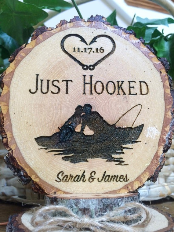 Rustic Fishing Wedding Cake Topper Just Hooked Topper Fish