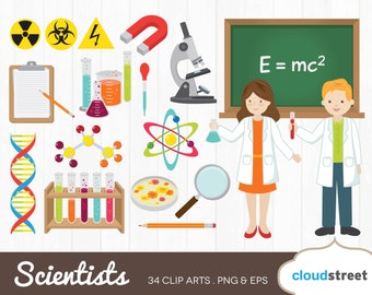 20% OFF Science clipart / vector mad scientist clip art / little scientists chemist chemistry lab laboratory / commercial use ok