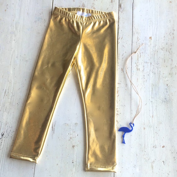 Girl Legging Metallic Gold Girl Leggings by MissFlamingoKids