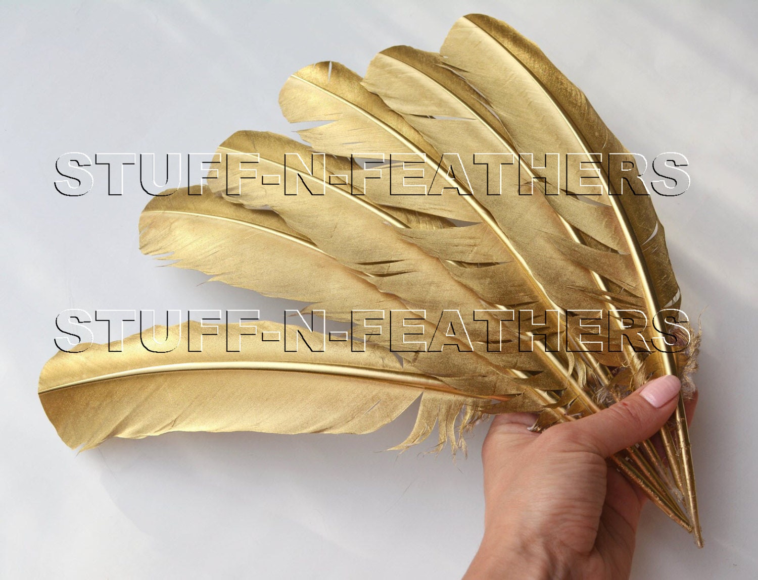 GOLD feathers metallic gold painted large turkey feathers real