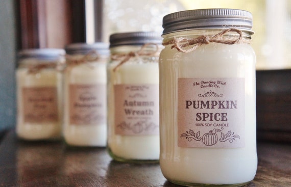 Fall & Autumn Pure Soy Candle////Choose Your Scent//Container Candle//Mason Jar Candle//16 oz. Candle/ 8 oz. Candle/Hand Poured/ Dye Free