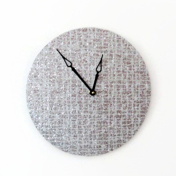 Glitter Wall Clock Silver Glitter Clock Unique Wall Clock