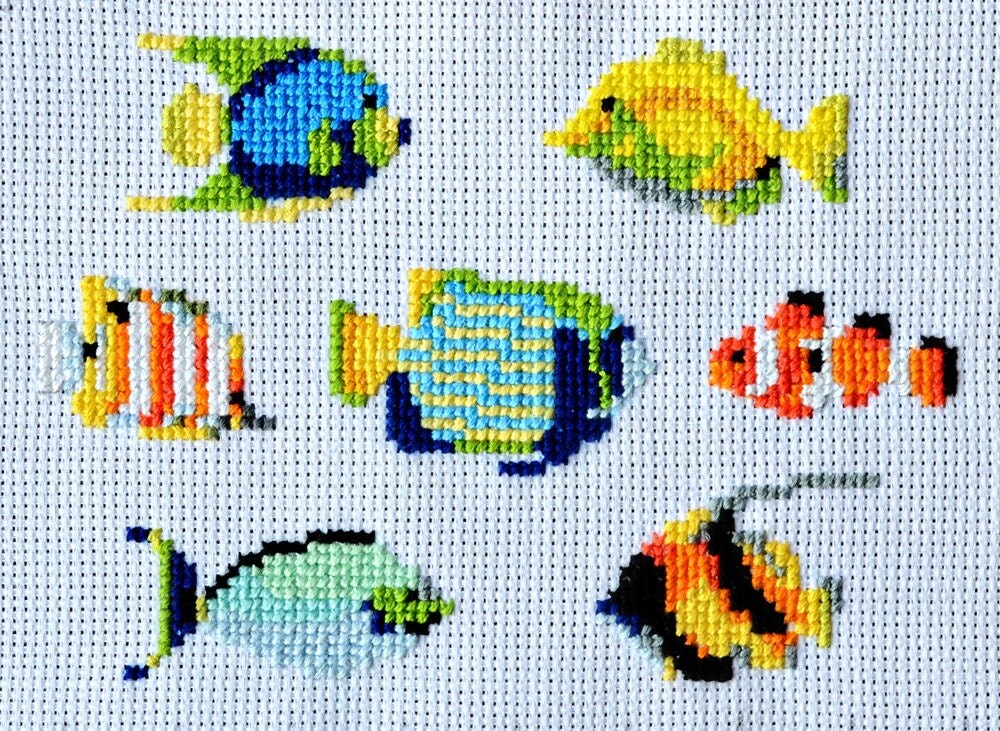 cross stitch embroidery pattern Fish modern hand embroidery