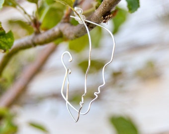 Sterling Silver Earrings- Handmade Silver Earrings- Silhouette Studs- Silver Profile Earrings- Face Earrings- Wire Face Earrings