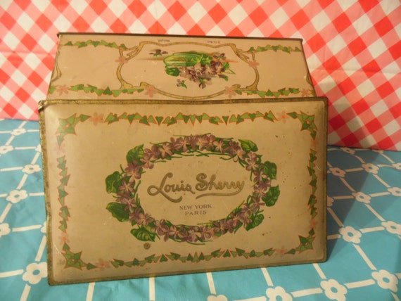 Louis Sherry Tin Candy Box Shabby Decor French Country New