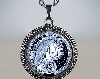 Celtic Unicorn pendant, silver unicorn pendant, unicorn jewelry, unicorn jewellery, fantasy jewelry, mythology, unicorn lover's gift