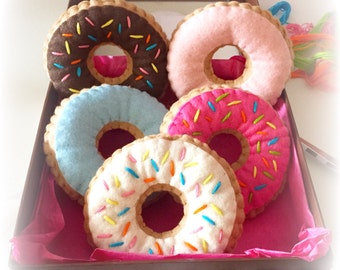 Felt Donuts, 6 Donuts, Felt Food, Play Food, Half Dozen