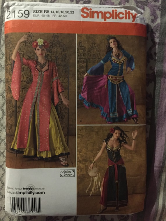 Simplicity 2159 Sewing Pattern Misses Bollywood, Belly Dancer, Gypsy Costume Size 14-22