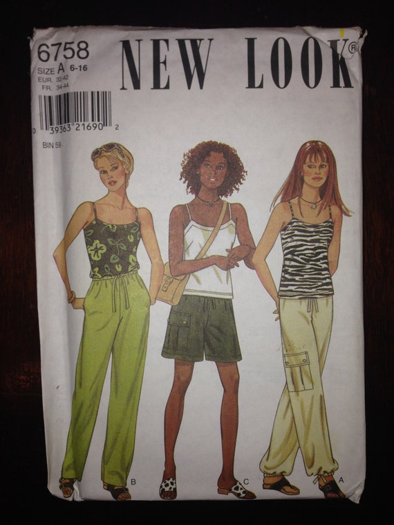 Simplicity New Look 6758 Sewing Pattern 90s Uncut Misses Tops, Pants and Shorts Size 6-16