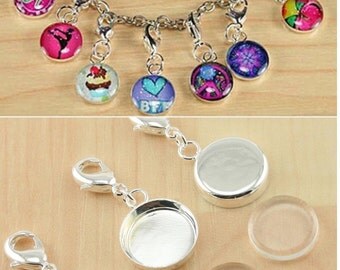 50 ct. 12mm Charm Pendant Tray with lobster clasp - Optional FLAT Glass(50) or Seals (50 or 100) See listing for Shopkeeper comment