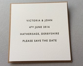 50 x Small Letterpress Save The Date Cards