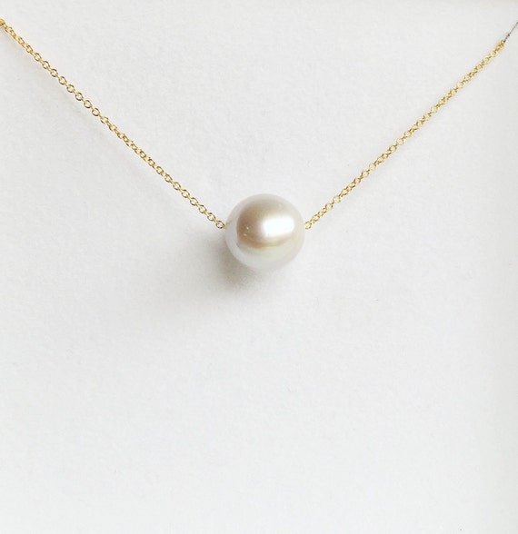 Silver pearl necklace - floating pearl necklace - rose gold necklace ...