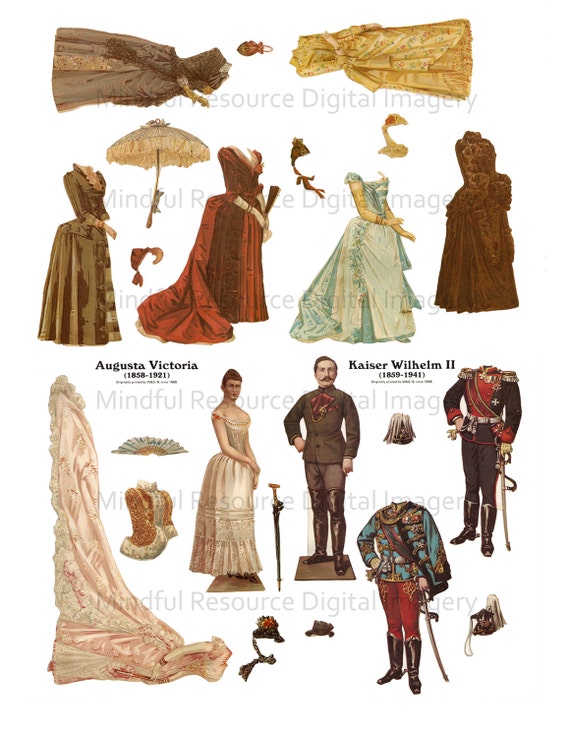 Items similar to Royals Vintage Paper Dolls Augusta Victoria Queen ...