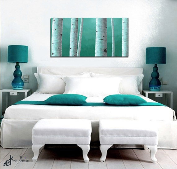 Master Bedroom Wall Art birch tree painting canvas wall art wide large artwork teal Master Bedroom Wall Art birch tree painting canvas wall art wide large artwork teal