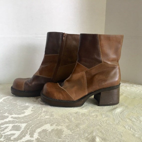 Vintage Brown Faux Leather Boots by vintagepoetic on Etsy