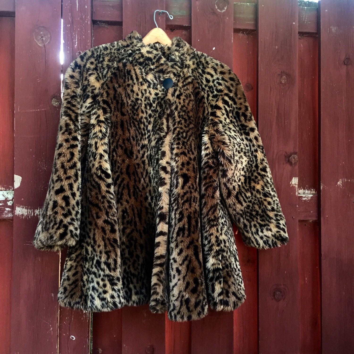 Vintage Cheetah Print Faux Fur Coat