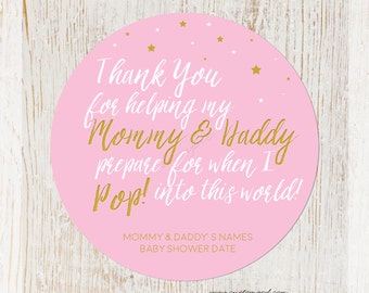 Baby Shower Ready To Pop Stickers for Girl, Baby Shower Sticker, Popcorn Favor Stickers, Personalized Shower Stickers for Mother To Me, Mom