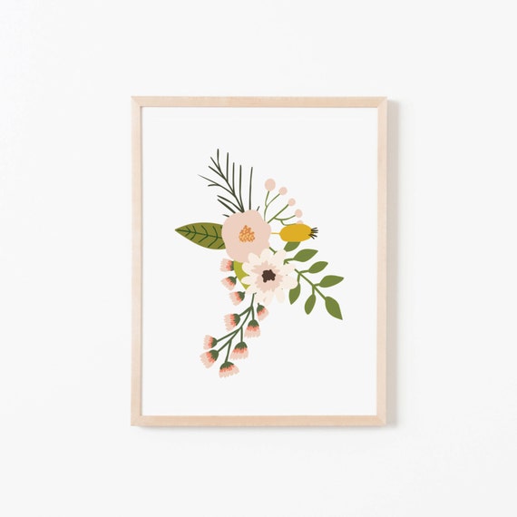 Blush Sprigs Single II Nursery Art. Nursery Wall Art. by Iviebaby