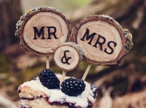 Rustic Wedding Cake Topper // Fall Wedding Tree Slice Cake Topper