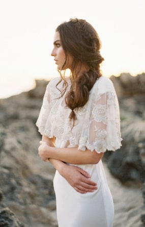 Bridal Cape  Cover Up  with Crystals Style 003