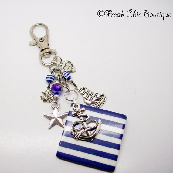 Nautical Bag Charm Anchor Clip On Bag Charm by freakchicboutique