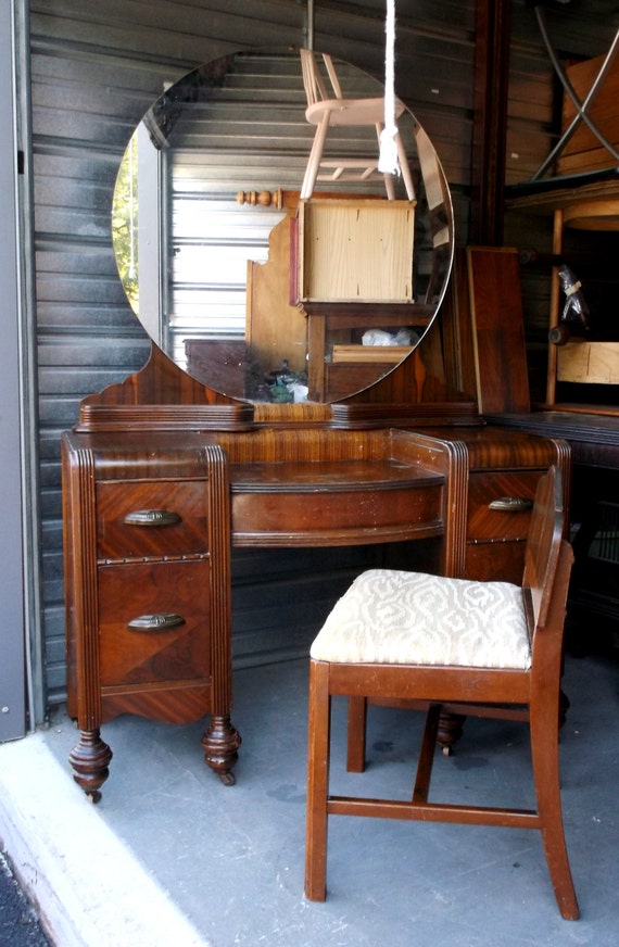 1920's ART DECO Waterfall VANITY with Mirror and Seat