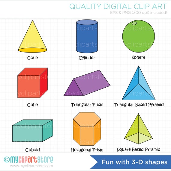 Clipart - Fun With 3D Shapes - Educational / Teachers - Digital Clip ...