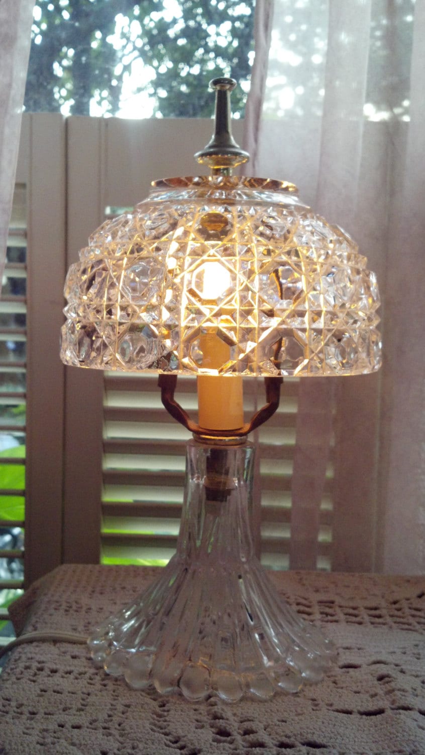 Vintage Small Lead Crystal Accent Lamp Shabby Chic