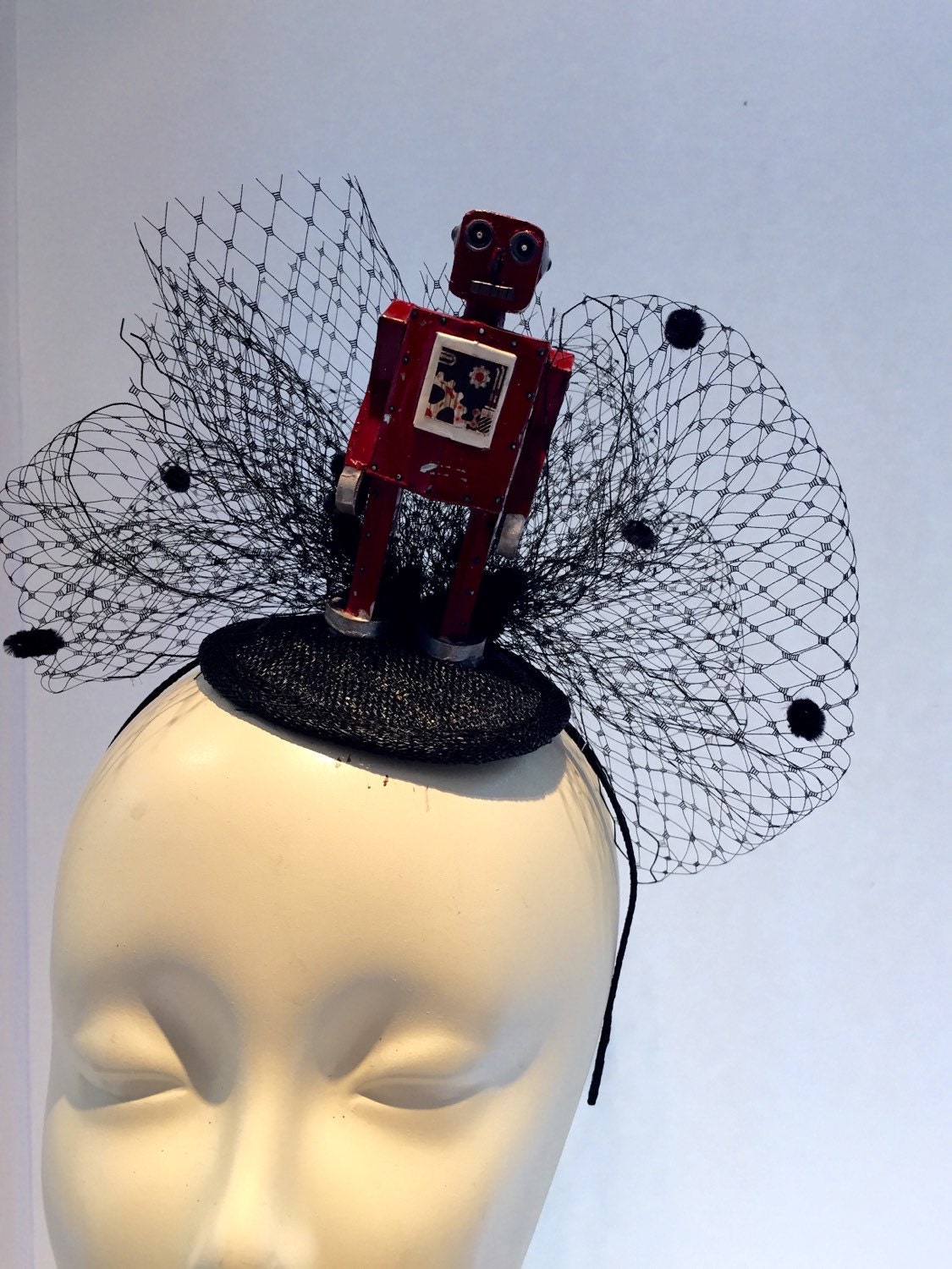 Robot HeadbandFascinator red robot headpiece robot by doramarra