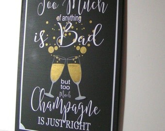 Champagne Bar/New Years Eve Wedding/Champagne Party Sign/Holiday Party Sign/Home Bar Sign/ Gold Metallic