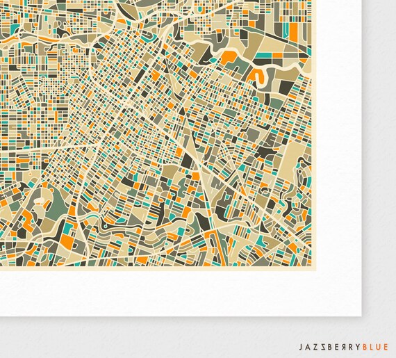 HOUSTON MAP Giclee Fine Art Print Modern Wall Art by JazzberryBlue
