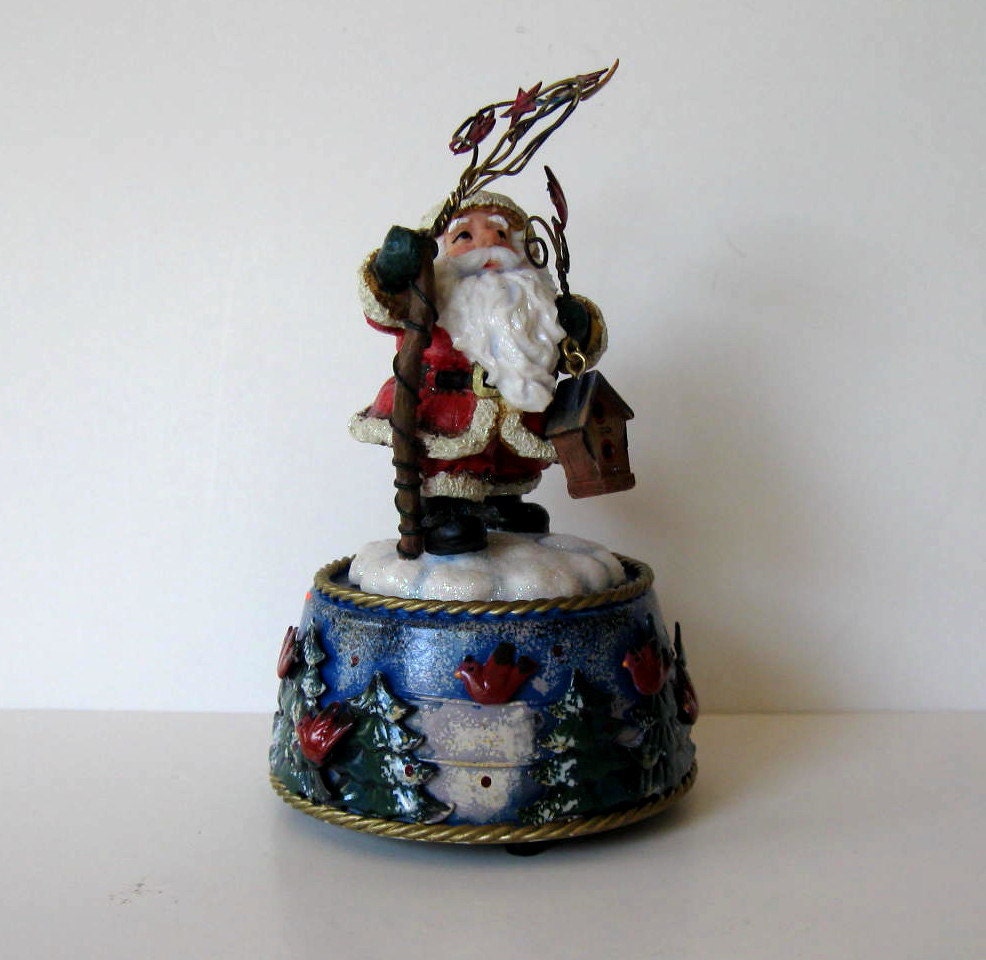 Vintage Santa Claus music box Here Comes by jewelryandthings2