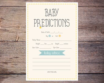 Printable Cute as a Button Baby Prediction Shower Game, INSTANT DOWNLOAD, Gender Neutral, Baby Predictions Card, DIY, Printable, Baby Shower