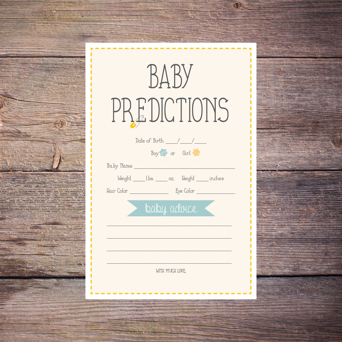 Free Printable Baby Shower Advice Cards Free Printable Baby Shower Prediction Advice Cards