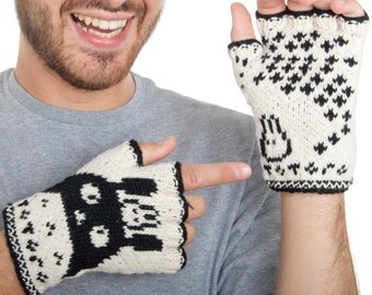 Totoro Fingerless Gloves - hand-knit from pure merino wool. Totoro Gloves Arm Warmers Merino Fingerless Gloves Soft Arm warmers Fun Gloves