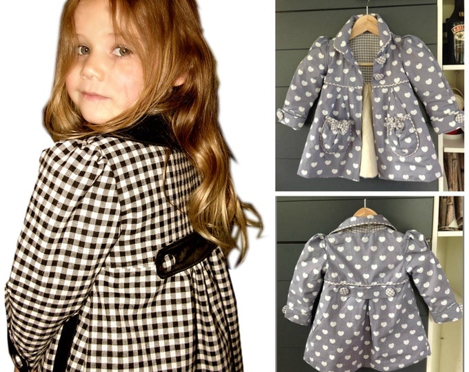 Classic Girl's Coat PDF Sewing Pattern, video instructions, collar, girls jacket, jacket, swing coat, lined collar, pdf sewing pattern