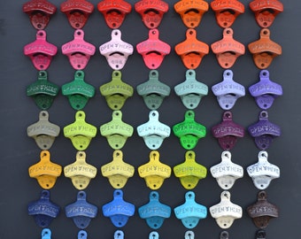 Bottle Opener Wall Mount - MADE IN USA - Choose Your Color Cast Iron Beer Opener