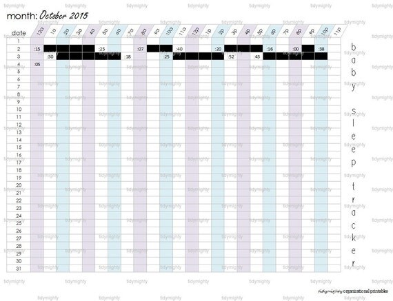 Baby Infant Sleep Log / Tracker / Organizer Printable PDF