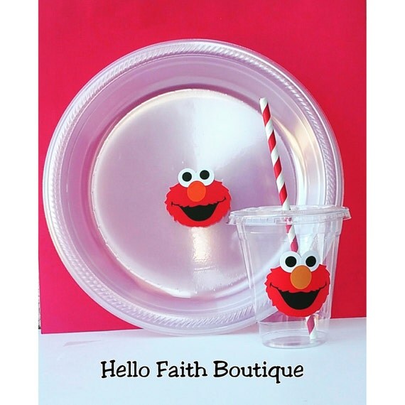 10 Elmo Party Cups or Elmo Party Plates by HelloFaith on Etsy