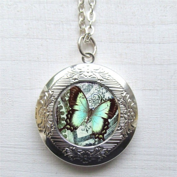 Photo Locket Butterfly Necklace Silver Butterfly Locket
