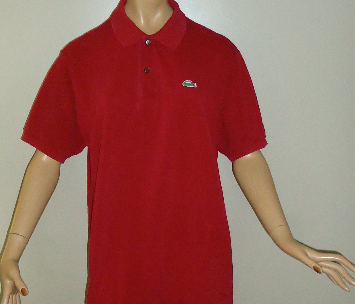 70s Burgundy Vintage Lacoste Polo Unisex Golf Shirt by thineintime