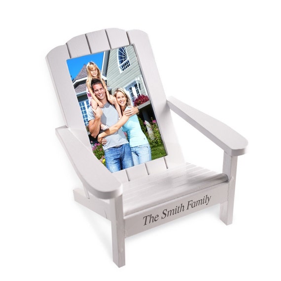 Engraved Adirondack Chair Family Photo Frame in White
