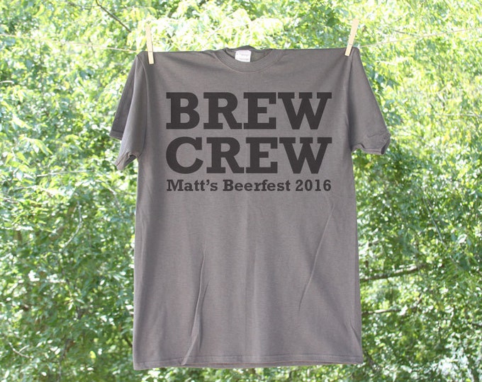 Brew Crew Beer Bachelor Party Shirt with Customized Name and Date - AH