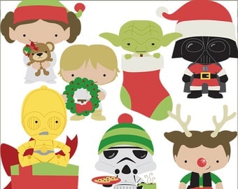 Star Heroes Christmas Clipart Set -Personal and Limited Commercial- Trooper, Princess, Wars