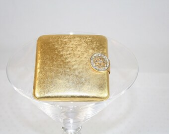 Vintage Avon Goldtone Compact with Rhinestone Clasp Vintage Compact Classy Compact Stylish Vintage Avon Compact