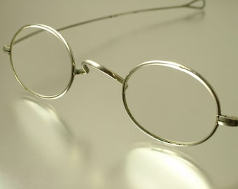 Antique/ estate, Victorian white metal frame, wig, reading glass/ spectacles
