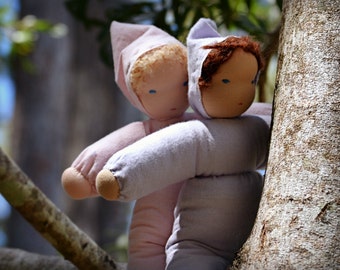 Waldorf baby doll - Pink - Handmade - Waldorf doll / Waldorf Soft doll / Waldorf inspired toddler doll - Blonde hair Blue eyes Australia